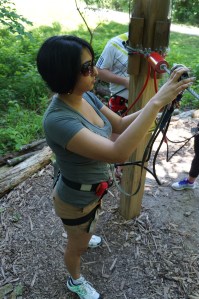 Ambika testing the pully