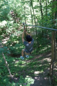 Ambika going down zipline