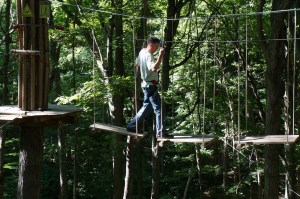 Mike crossing from tree to tree