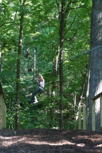 Pam landing from zipline