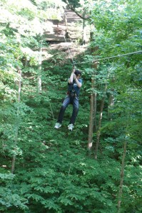 Nate going down zipline
