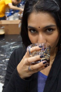 Ambika drinking beer