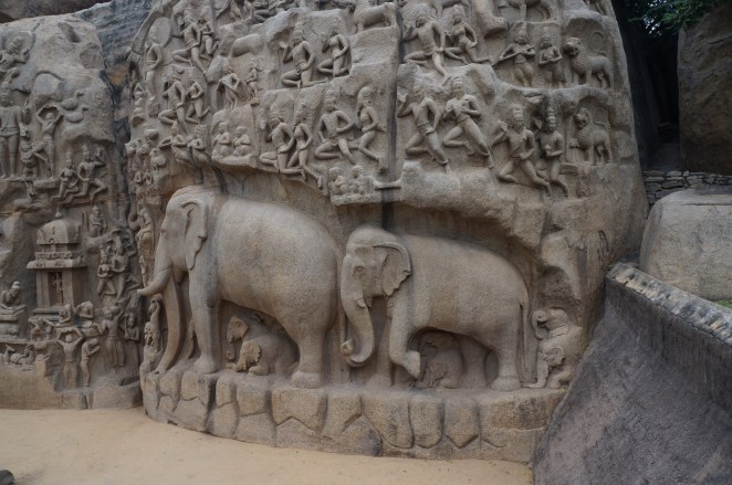 Elephant stone relief
