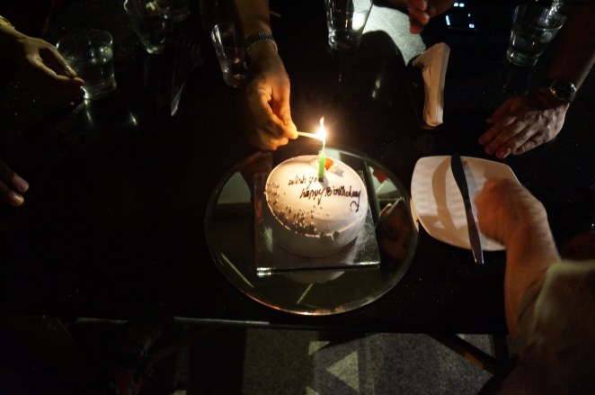 Lighting the birthday candle